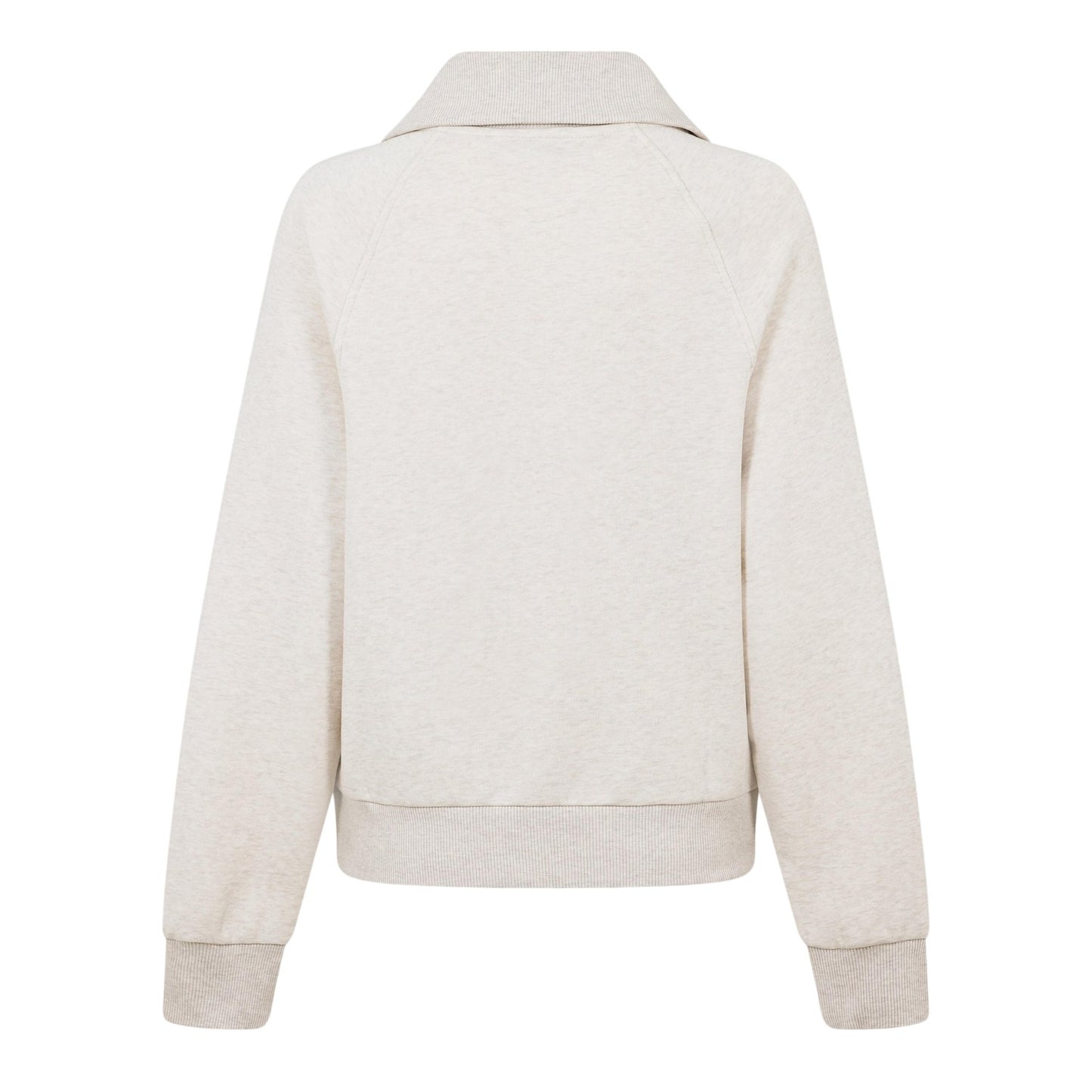 Oatmilk Heather - Back - Tommy Hilfiger Womens-Ladies Curve Classic Script Zip Neck Raglan Sweatshirt
