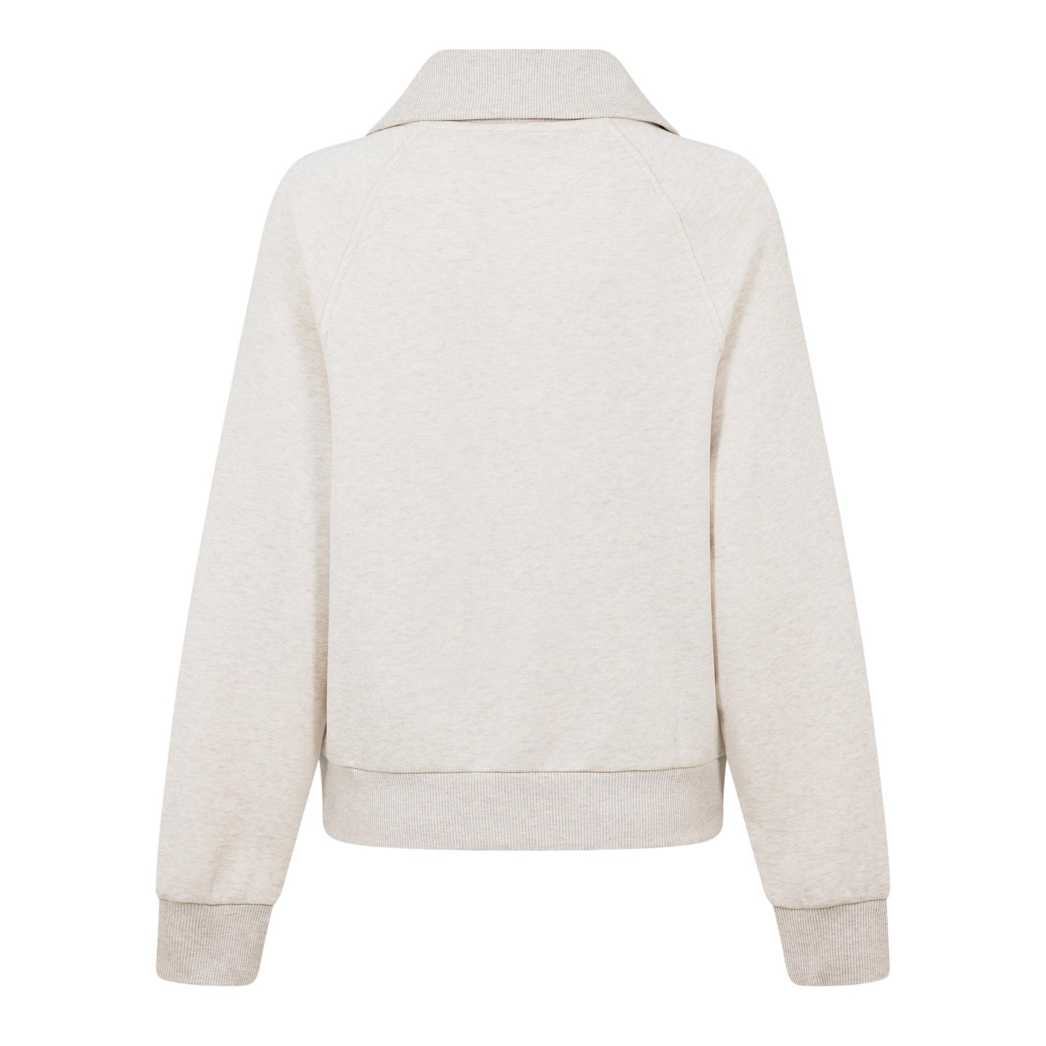 Oatmilk Heather - Back - Tommy Hilfiger Womens-Ladies Curve Classic Script Zip Neck Raglan Sweatshirt