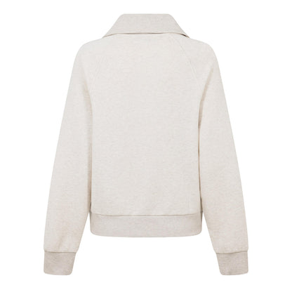 Oatmilk Heather - Back - Tommy Hilfiger Womens-Ladies Curve Classic Script Zip Neck Raglan Sweatshirt