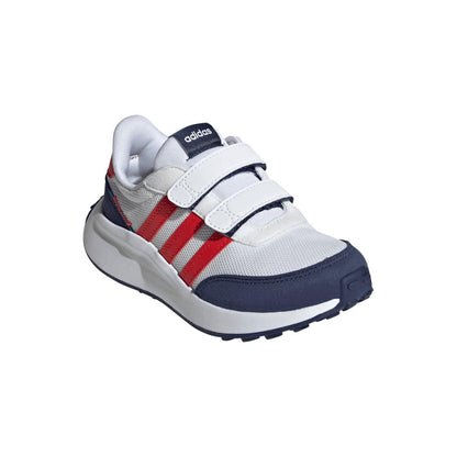 White-Blue-Red - Close up - Adidas Childrens-Kids Run 70s Suede Trainers