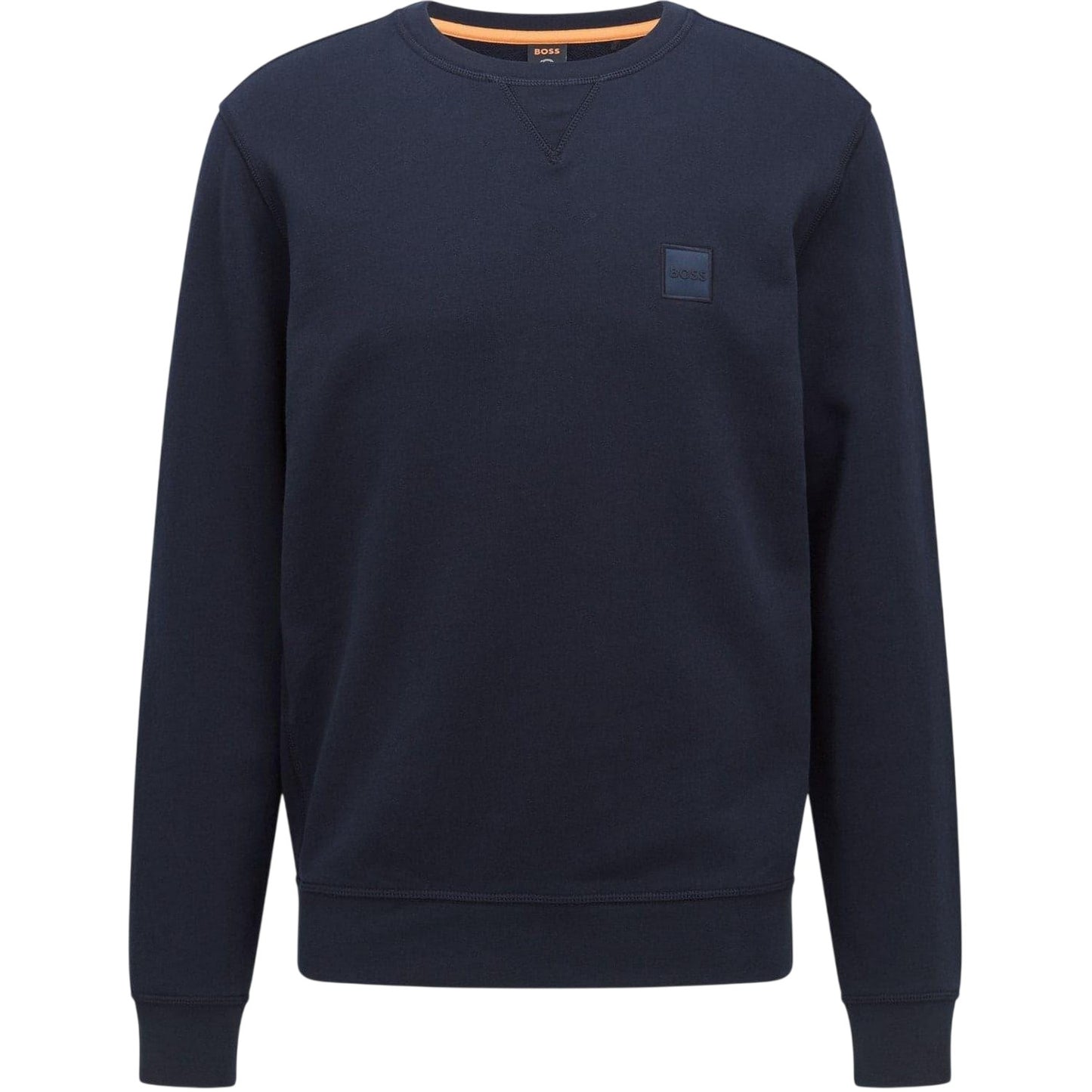 Navy - Front - Boss Mens Westart Premium Cotton Crew Neck Sweatshirt