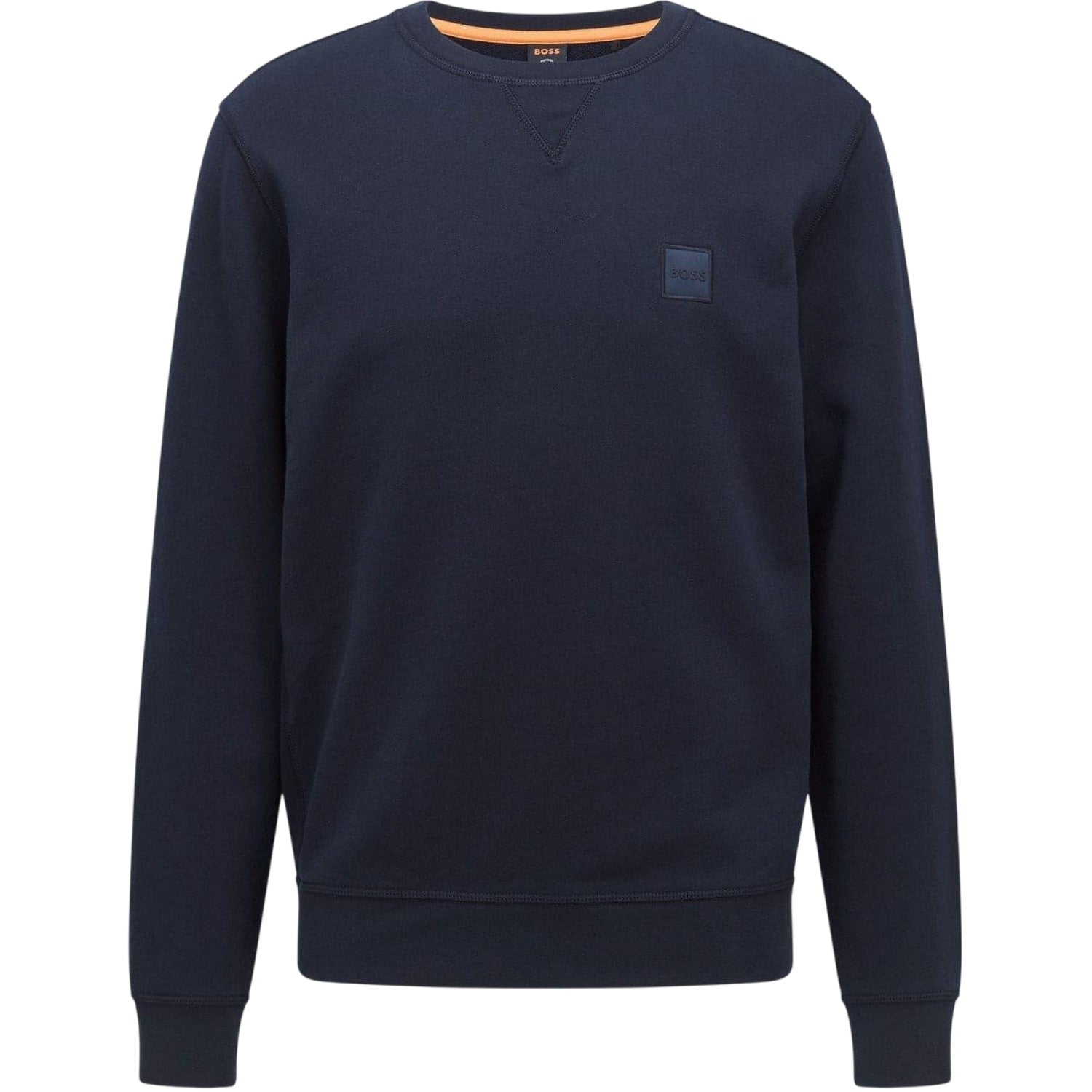 Navy - Front - Boss Mens Westart Premium Cotton Crew Neck Sweatshirt