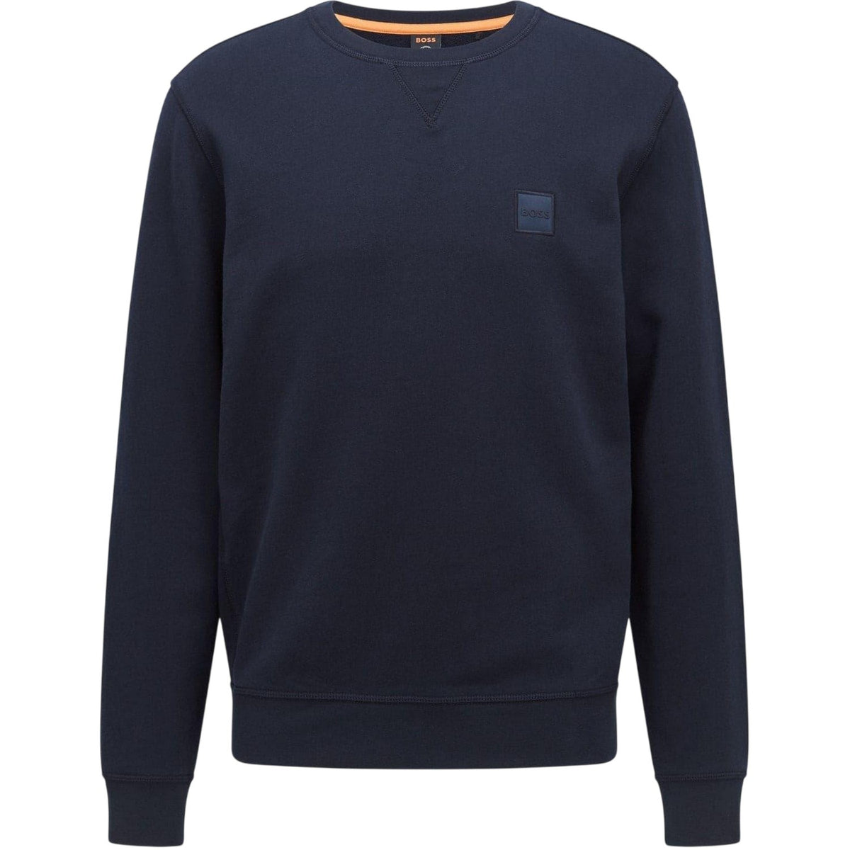 Navy - Front - Boss Mens Westart Premium Cotton Crew Neck Sweatshirt