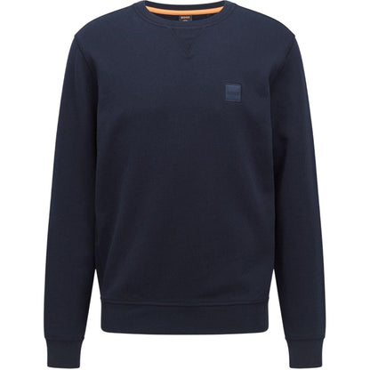 Navy - Front - Boss Mens Westart Premium Cotton Crew Neck Sweatshirt
