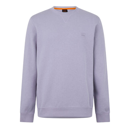 Purple - Back - Boss Mens Westart Premium Cotton Crew Neck Sweatshirt