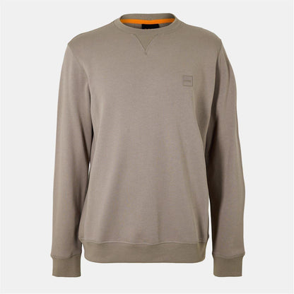 Khaki Green - Front - Boss Mens Westart Premium Cotton Crew Neck Sweatshirt