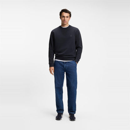 Dark Blue - Pack Shot - Boss Mens Westart Premium Cotton Crew Neck Sweatshirt