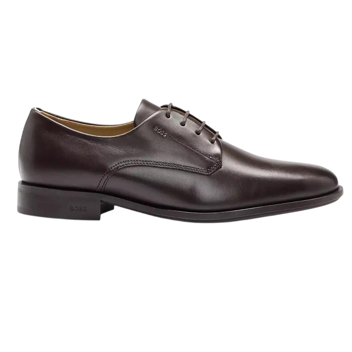 Dark Brown - Front - Boss Mens Colby Leather Derby Shoes