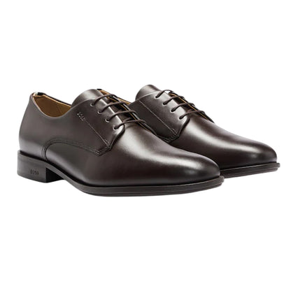 Dark Brown - Side - Boss Mens Colby Leather Derby Shoes