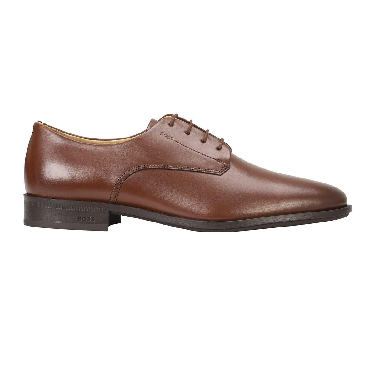 Brown - Front - Boss Mens Colby Leather Derby Shoes