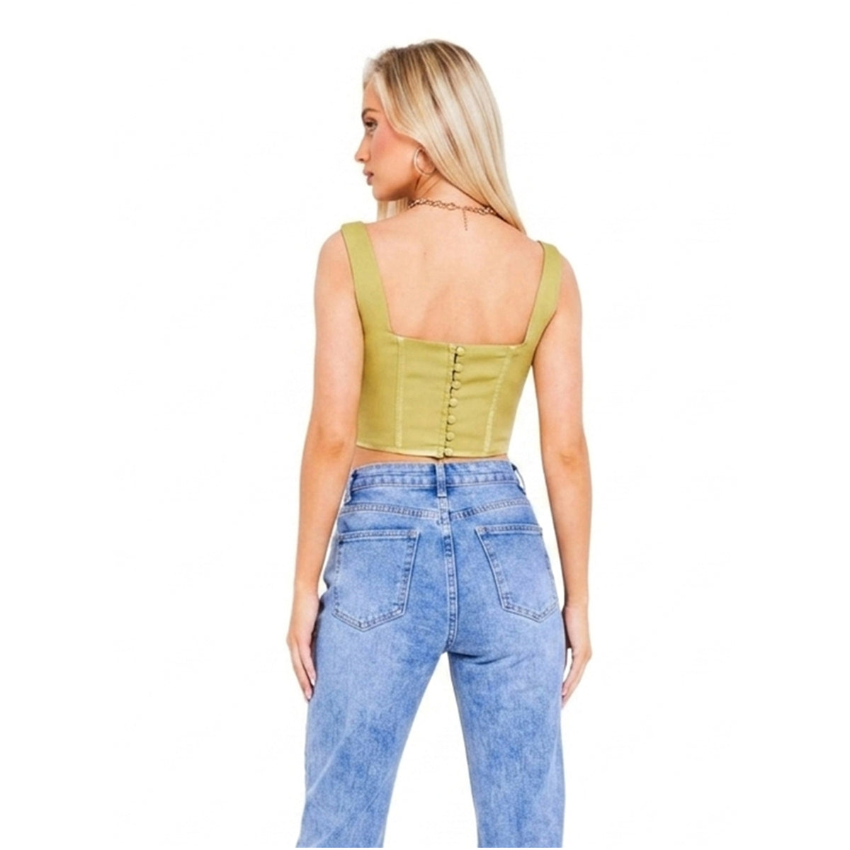Khaki Green - Back - Missy Empire Womens-Ladies Corset Top