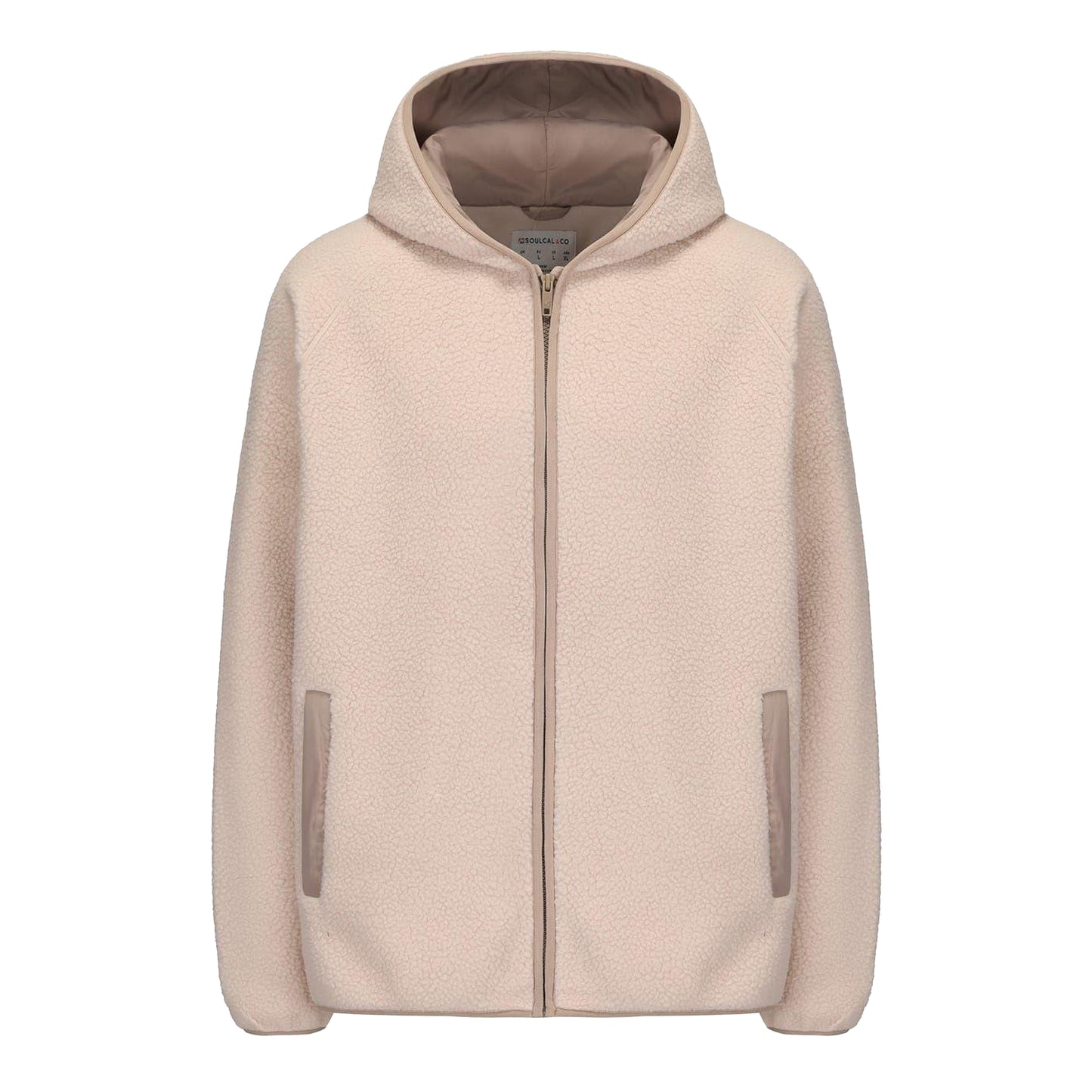 Beige - Front - SoulCal Womens-Ladies Hooded Relaxed Fit Fleece Jacket