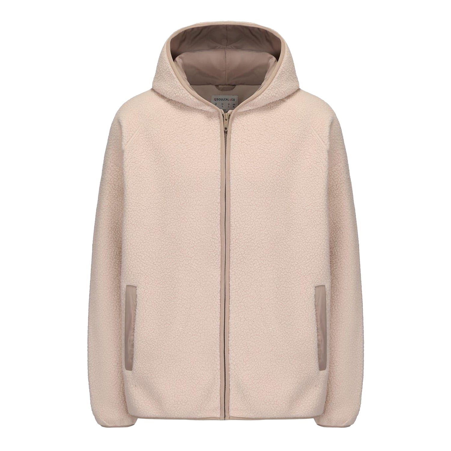 Beige - Front - SoulCal Womens-Ladies Hooded Relaxed Fit Fleece Jacket