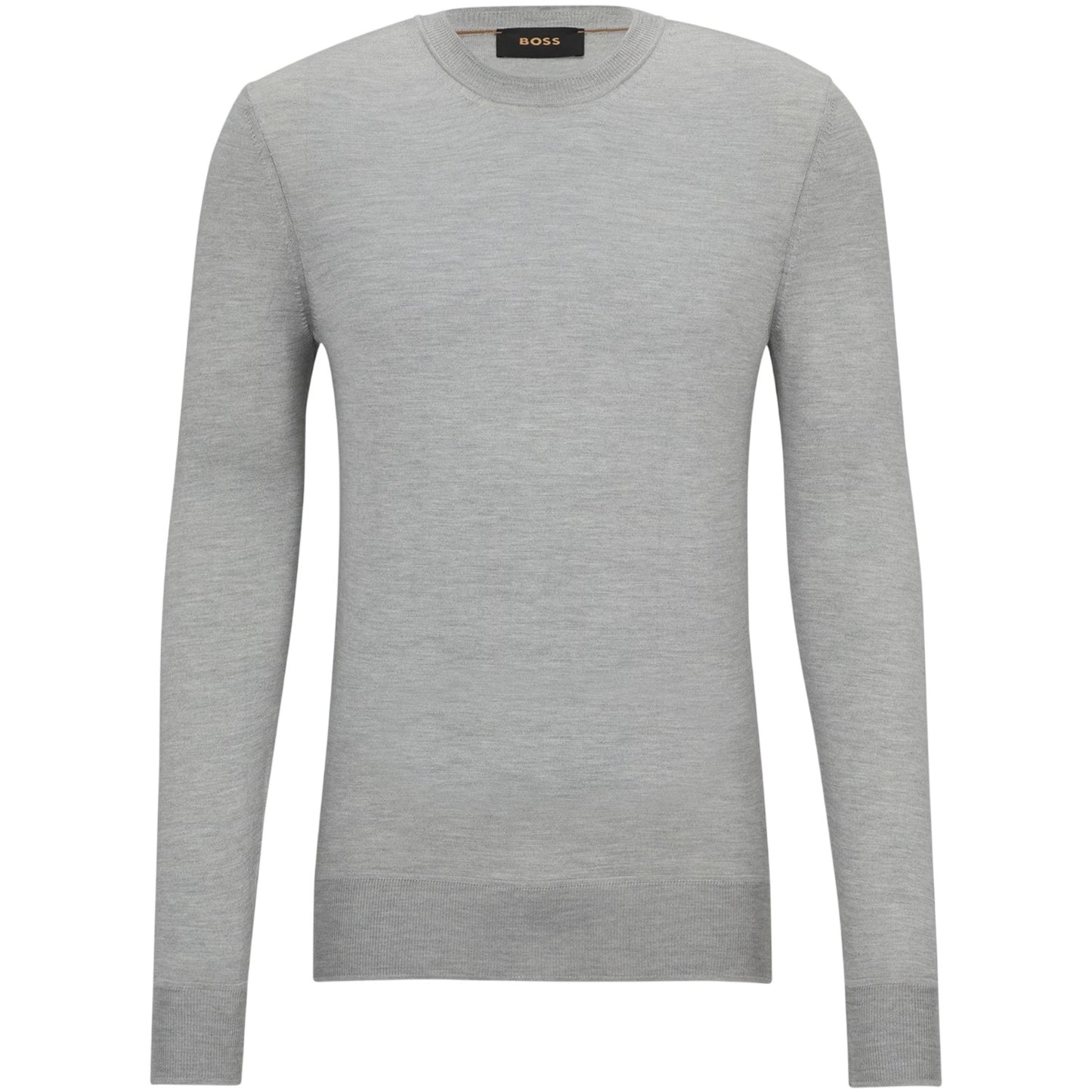 Silver - Front - Boss Mens Merino Wool Regular Jumper