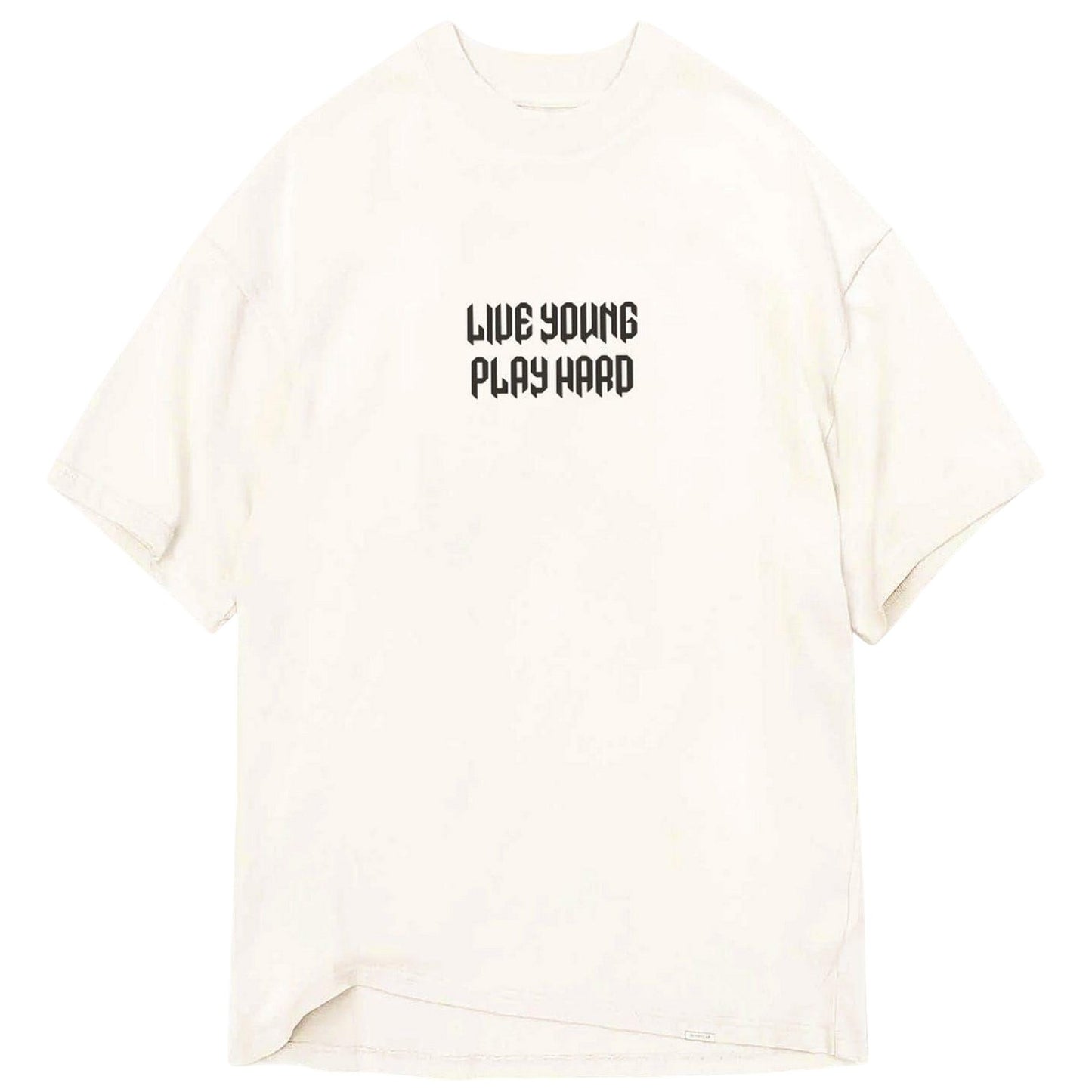 White - Front - LY Mens Punk Lettering Crew Neck Oversized T-Shirt