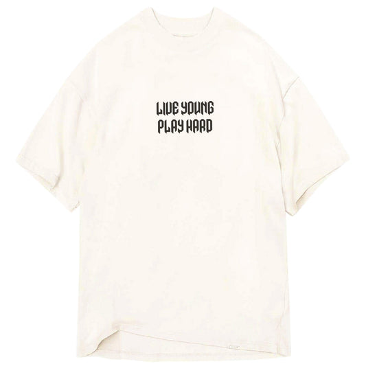 White - Front - LY Mens Punk Lettering Crew Neck Oversized T-Shirt