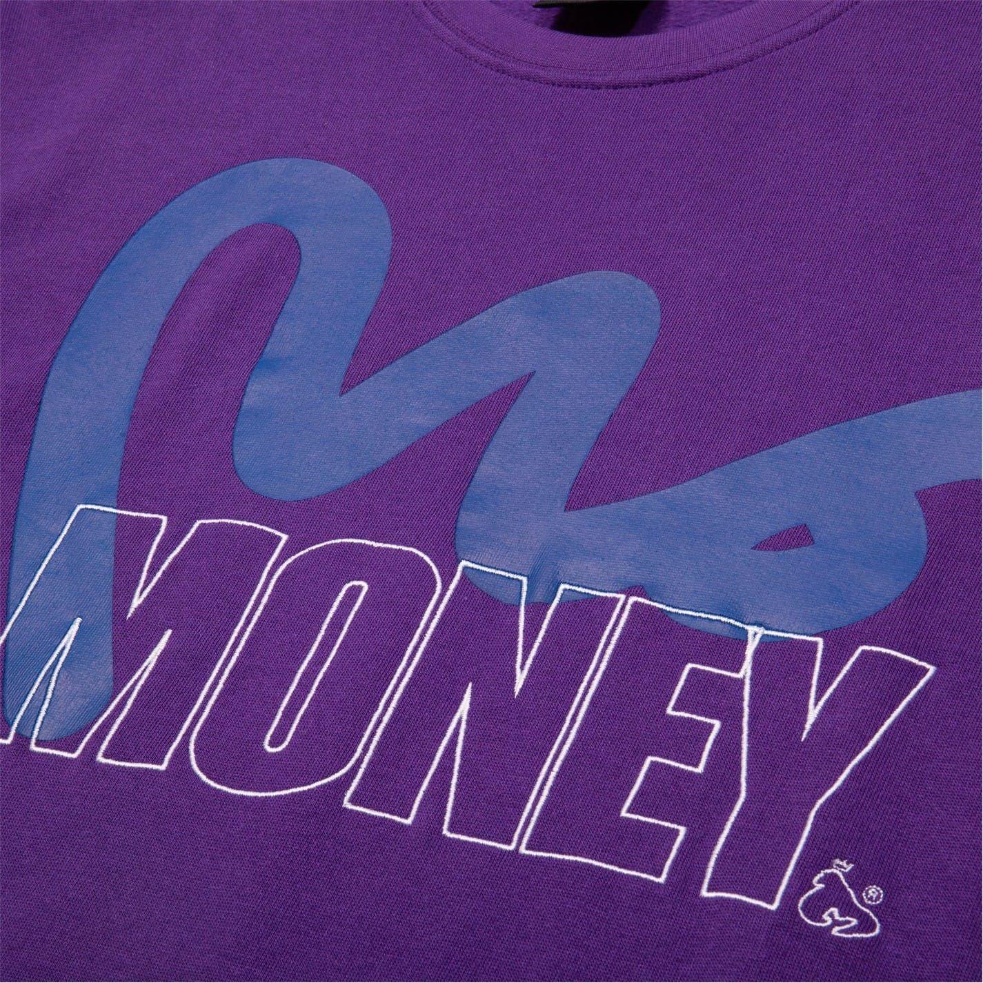 Purple - Side - Money Mens Stencil Crew Neck Sweatshirt