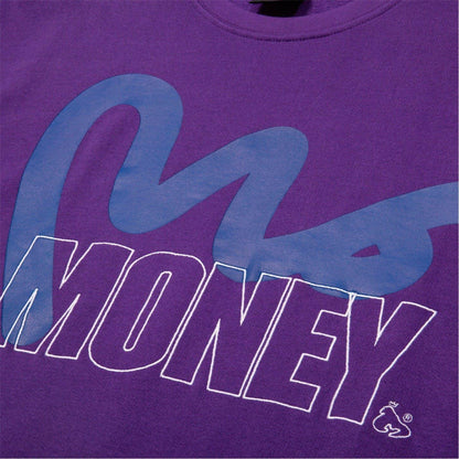 Purple - Side - Money Mens Stencil Crew Neck Sweatshirt
