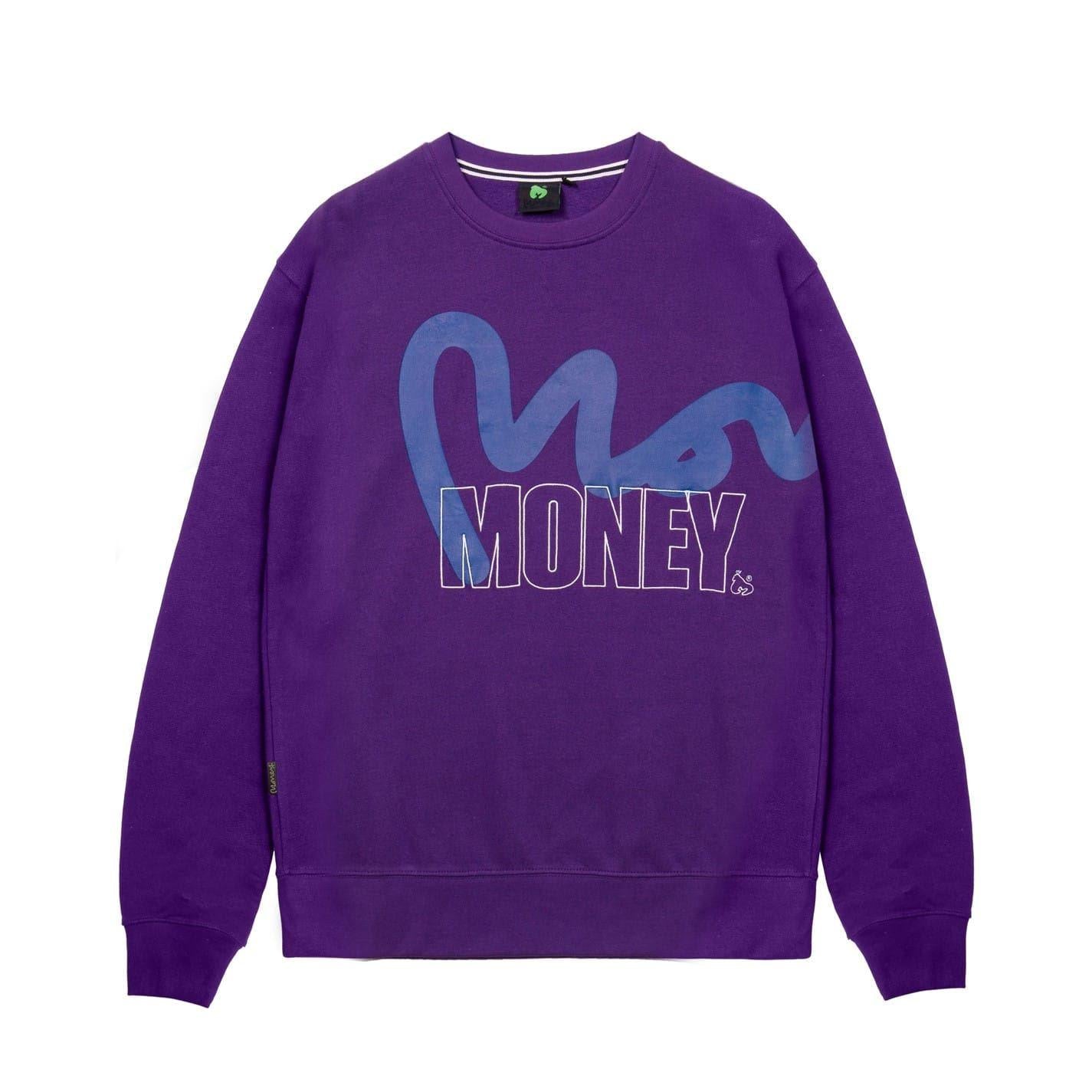 Purple - Front - Money Mens Stencil Crew Neck Sweatshirt