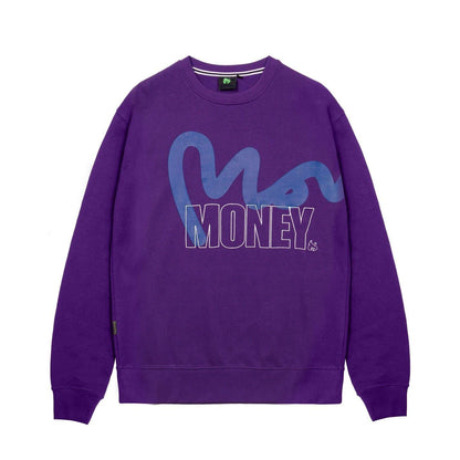 Purple - Front - Money Mens Stencil Crew Neck Sweatshirt