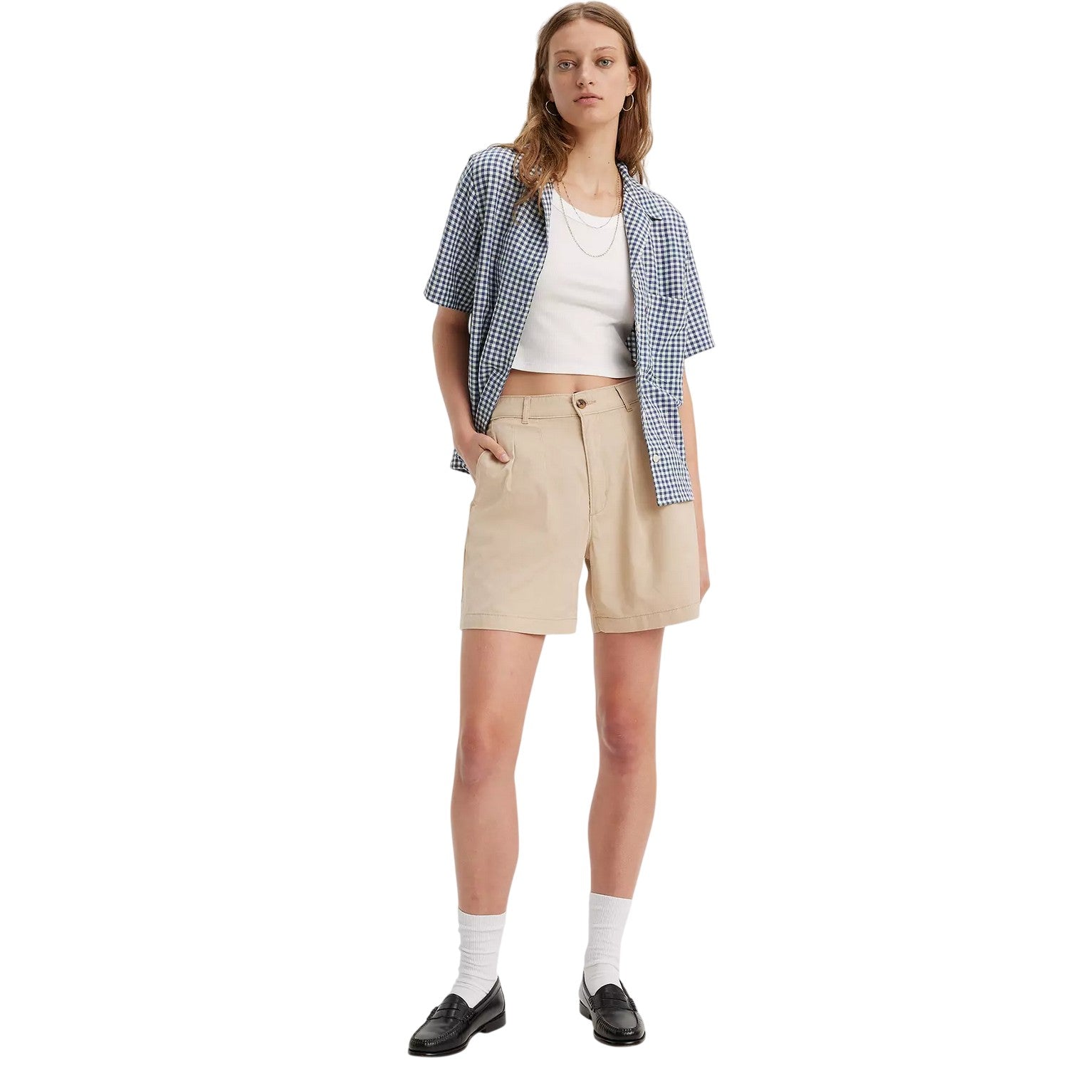 Safari - Side - Levis Womens-Ladies Pleated Shorts