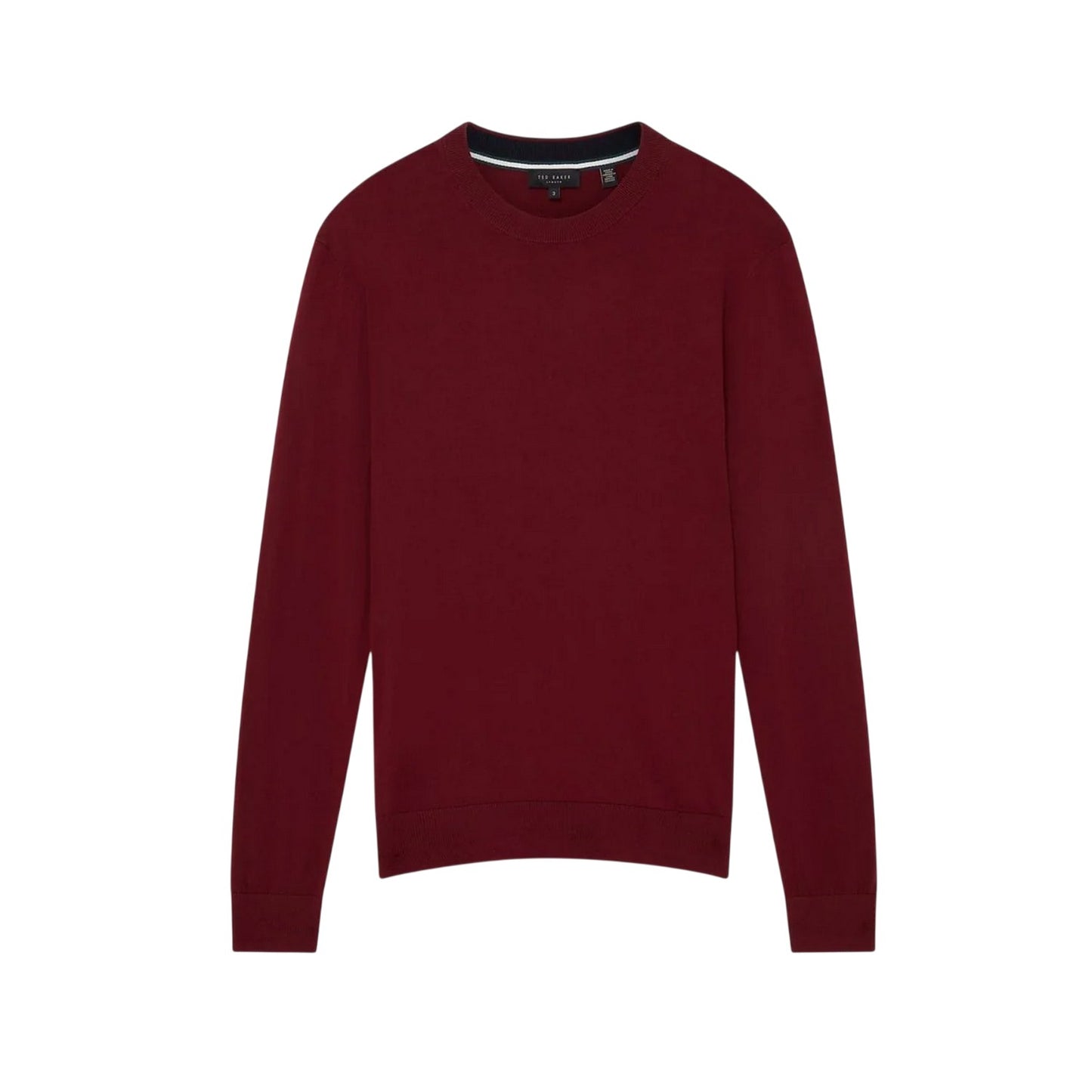 Oxblood - Front - Ted Baker Mens Merino Wool Long-Sleeved Jumper