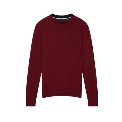 Oxblood - Front - Ted Baker Mens Merino Wool Long-Sleeved Jumper