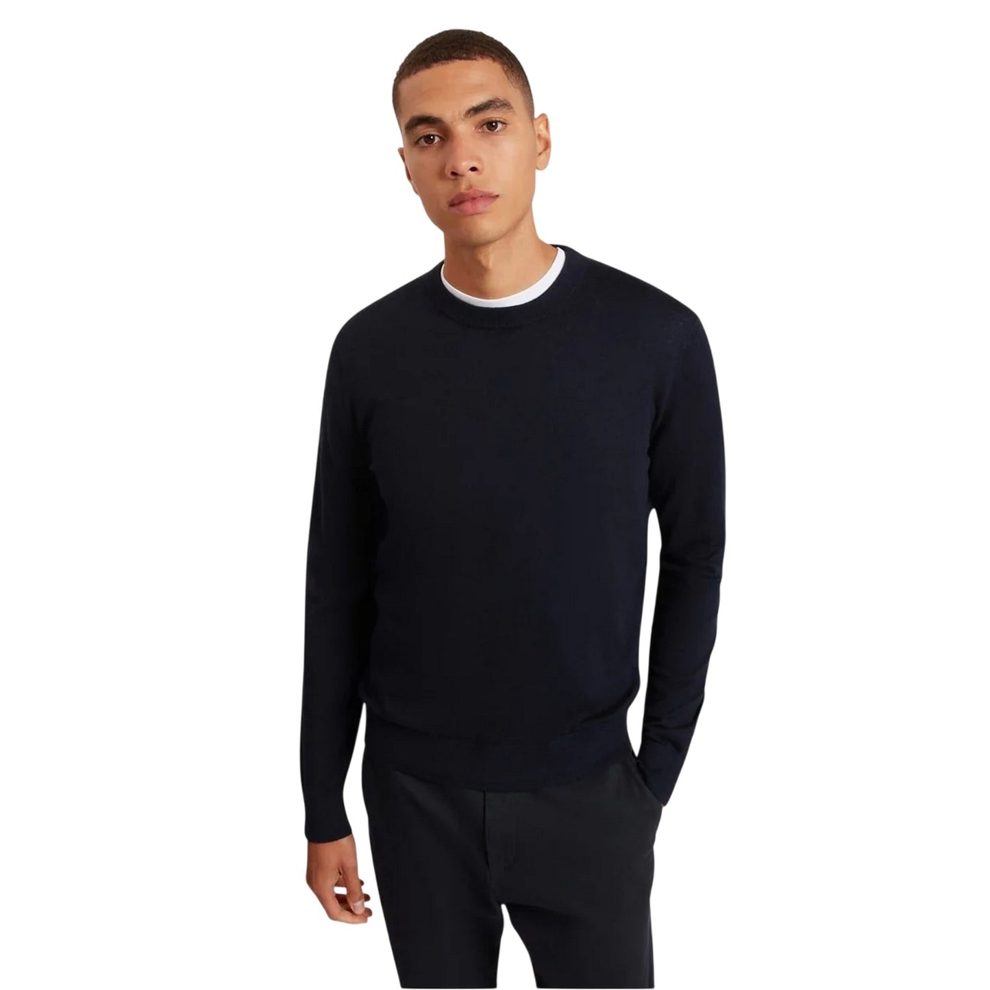 Navy - Front - Ted Baker Mens Merino Wool Long-Sleeved Jumper