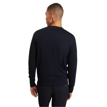 Navy - Back - Ted Baker Mens Merino Wool Long-Sleeved Jumper