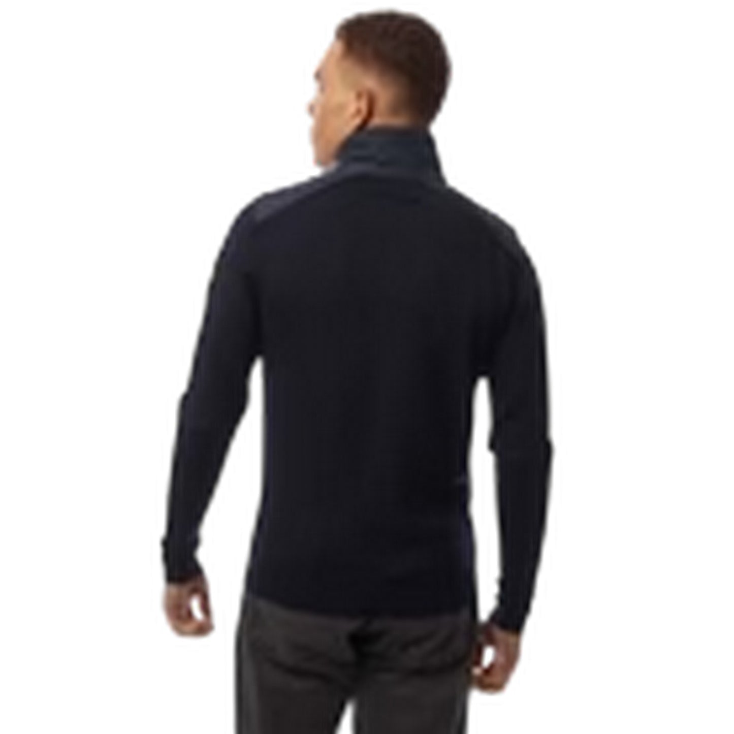 Navy - Back - Belstaff Mens Kilmington Quarter Zip Slim Jumper