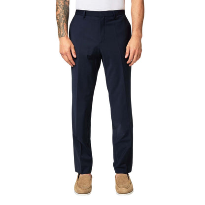 Dark Blue - Side - Hugo Mens Hesten Slim Business Suit Trousers