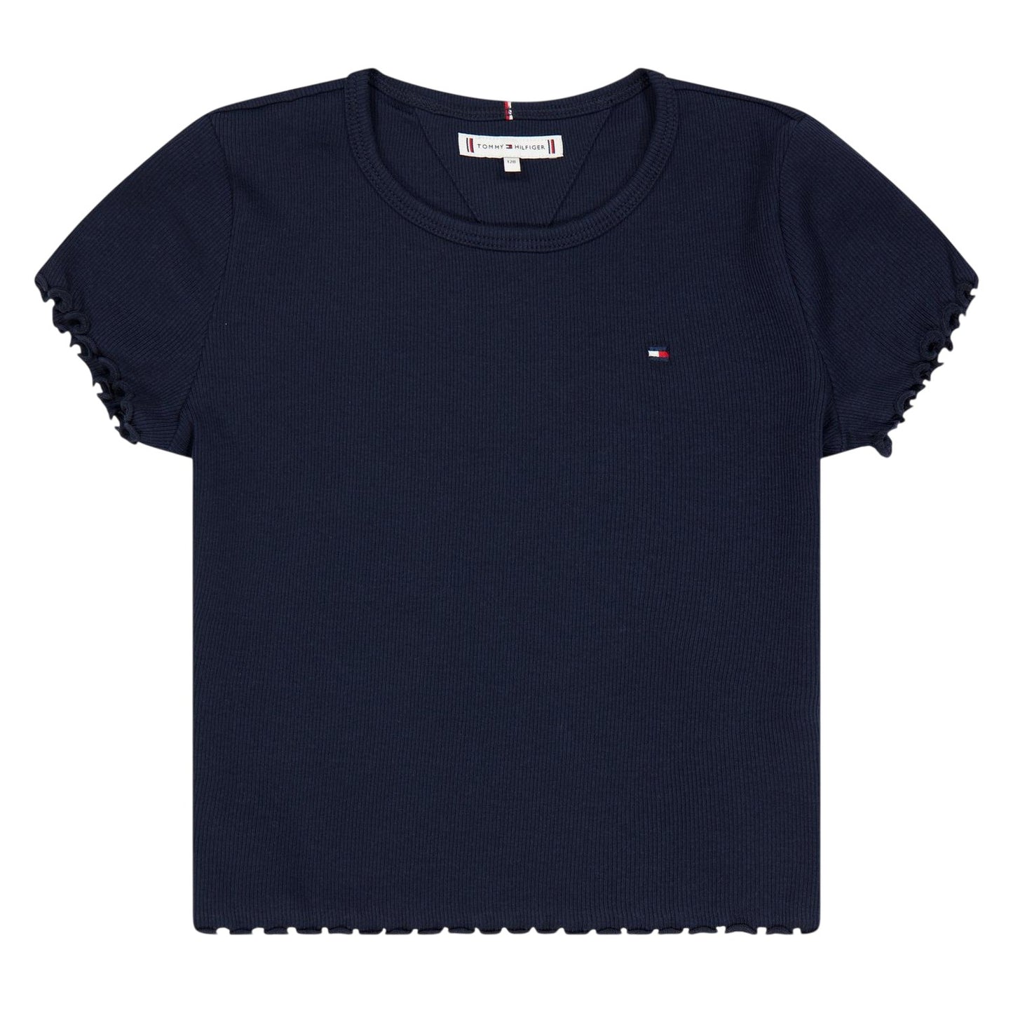 Night Navy - Front - Tommy Hilfiger Childrens-Kids Essential Ribbed Short-Sleeved T-Shirt