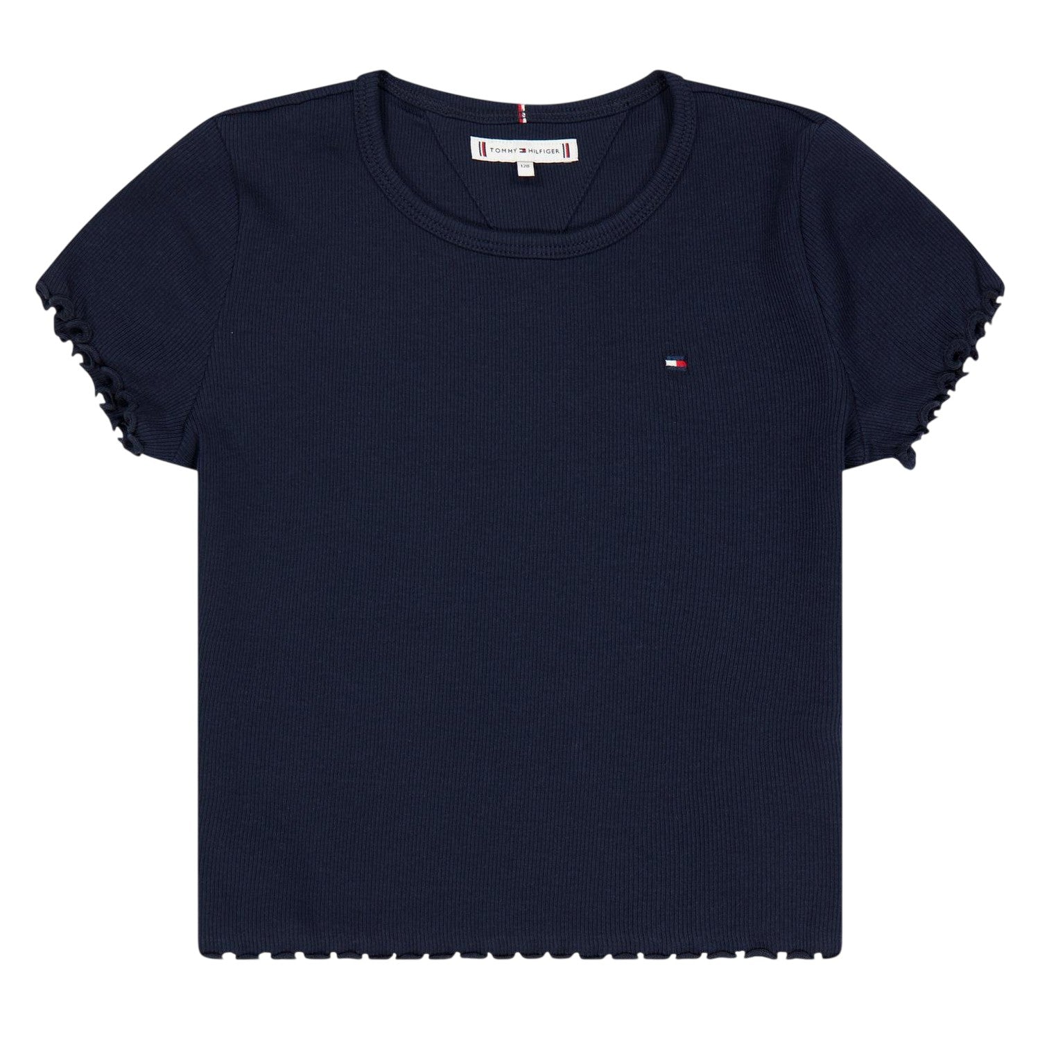 Night Navy - Front - Tommy Hilfiger Childrens-Kids Essential Ribbed Short-Sleeved T-Shirt