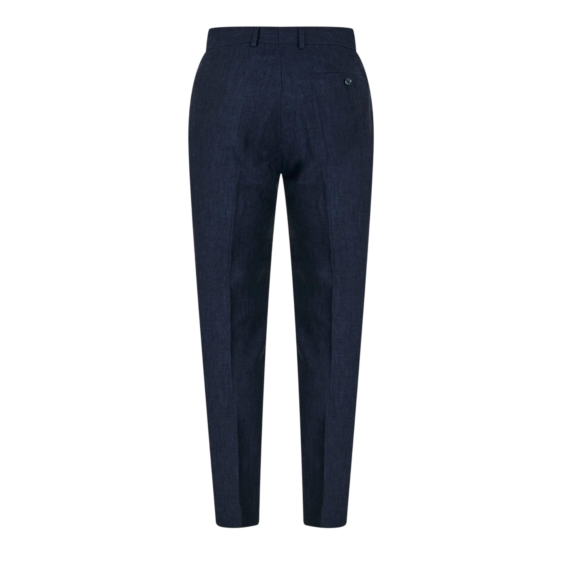 Navy - Back - Without Prejudice Mens Linen Slim Summer Trousers