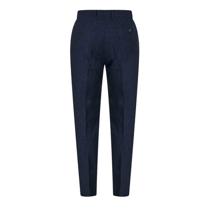 Navy - Back - Without Prejudice Mens Linen Slim Summer Trousers