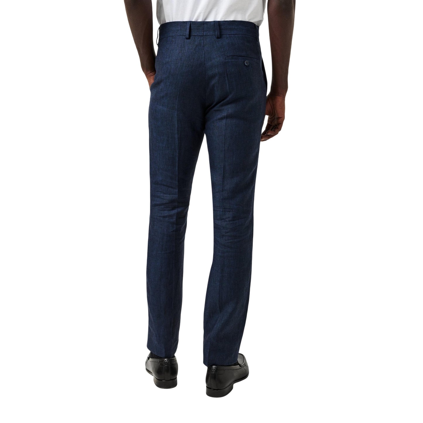 Navy - Lifestyle - Without Prejudice Mens Linen Slim Summer Trousers