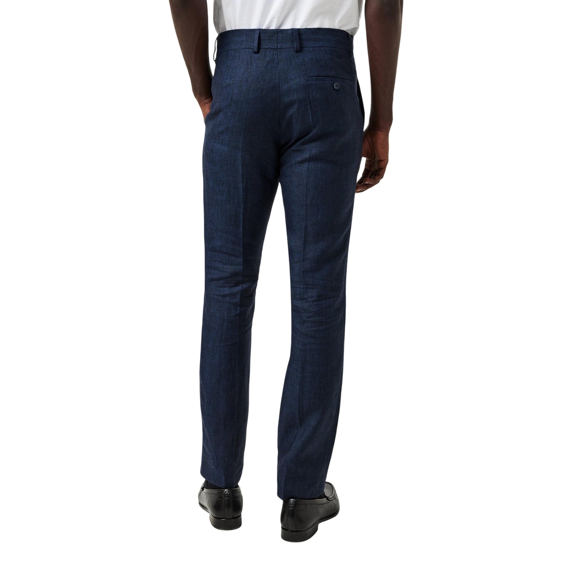 Navy - Lifestyle - Without Prejudice Mens Linen Slim Summer Trousers
