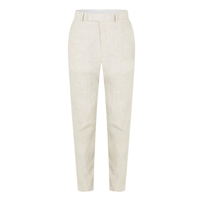 Oatmeal - Front - Without Prejudice Mens Linen Slim Summer Trousers