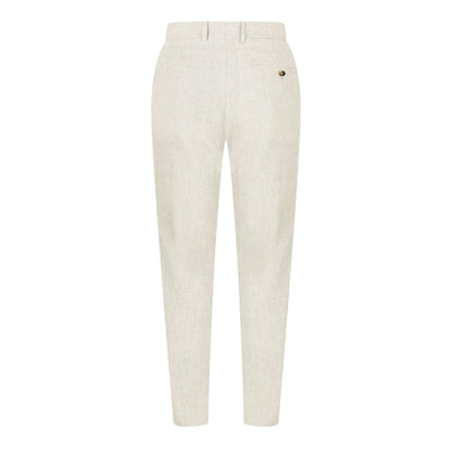 Oatmeal - Back - Without Prejudice Mens Linen Slim Summer Trousers