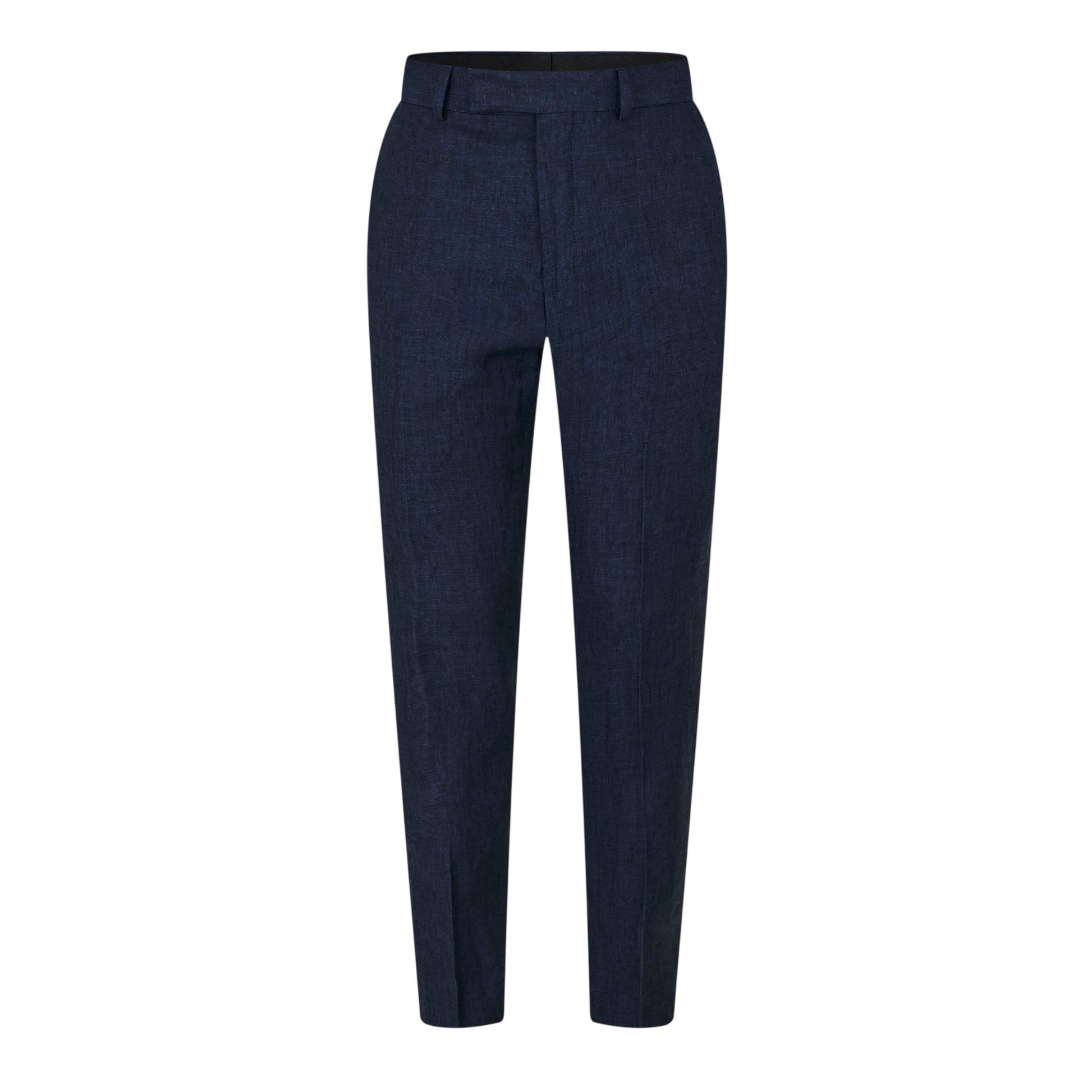 Navy - Front - Without Prejudice Mens Linen Slim Summer Trousers
