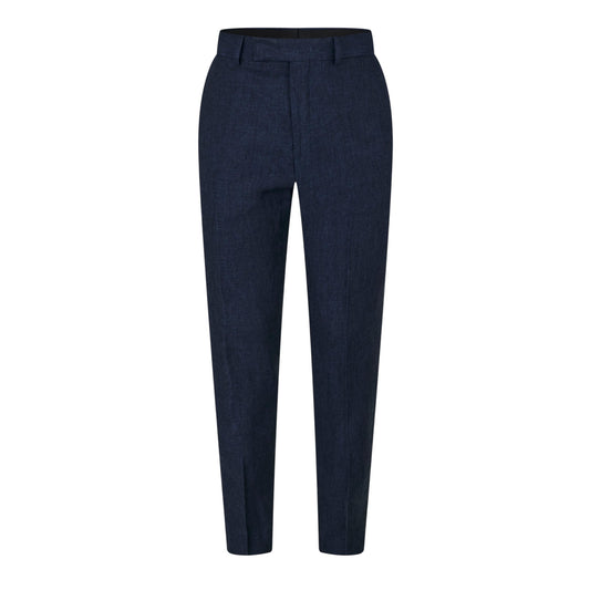 Navy - Front - Without Prejudice Mens Linen Slim Summer Trousers