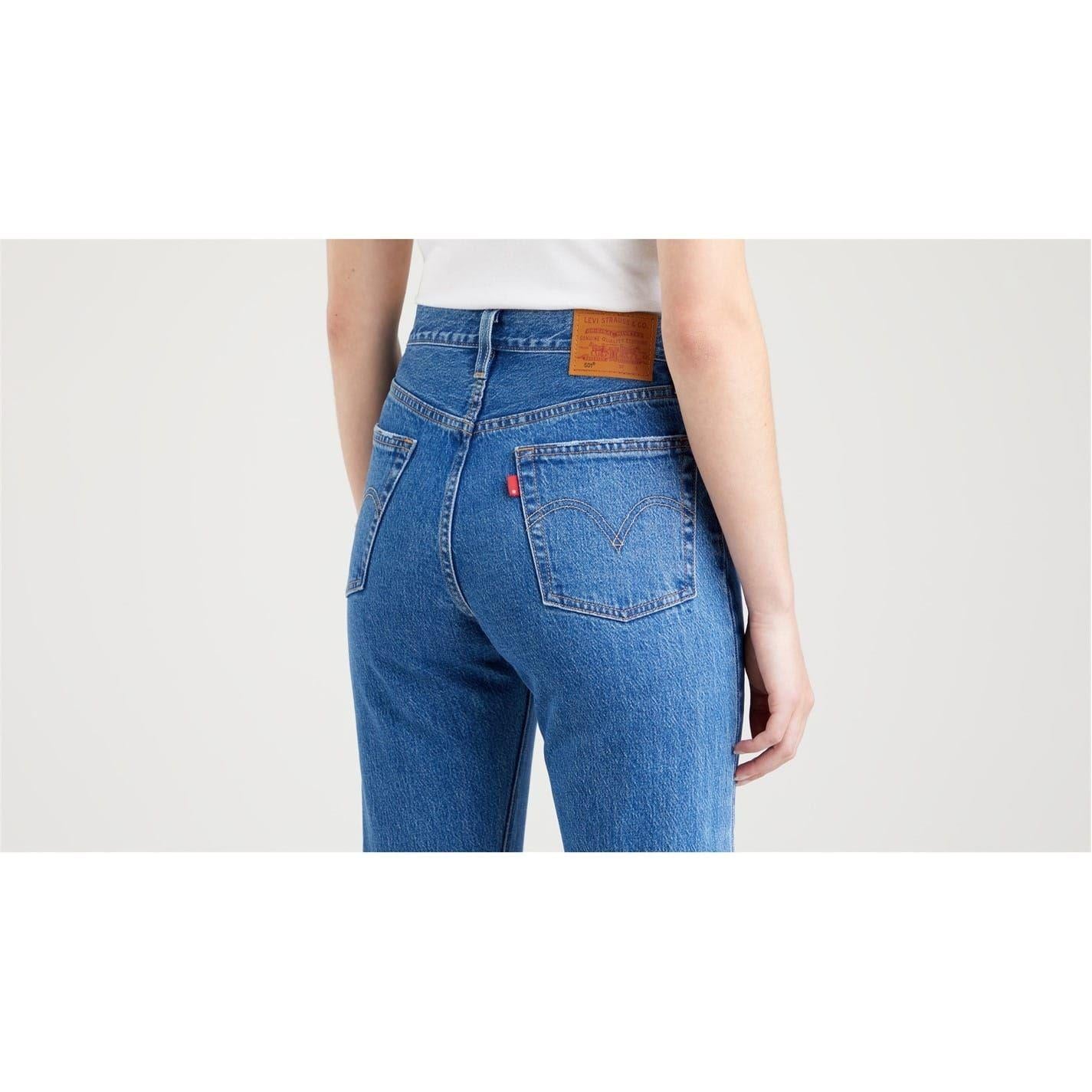 Jazz Pop - Side - Levis Womens-Ladies 501 Straight Leg Ankle Grazer Jeans