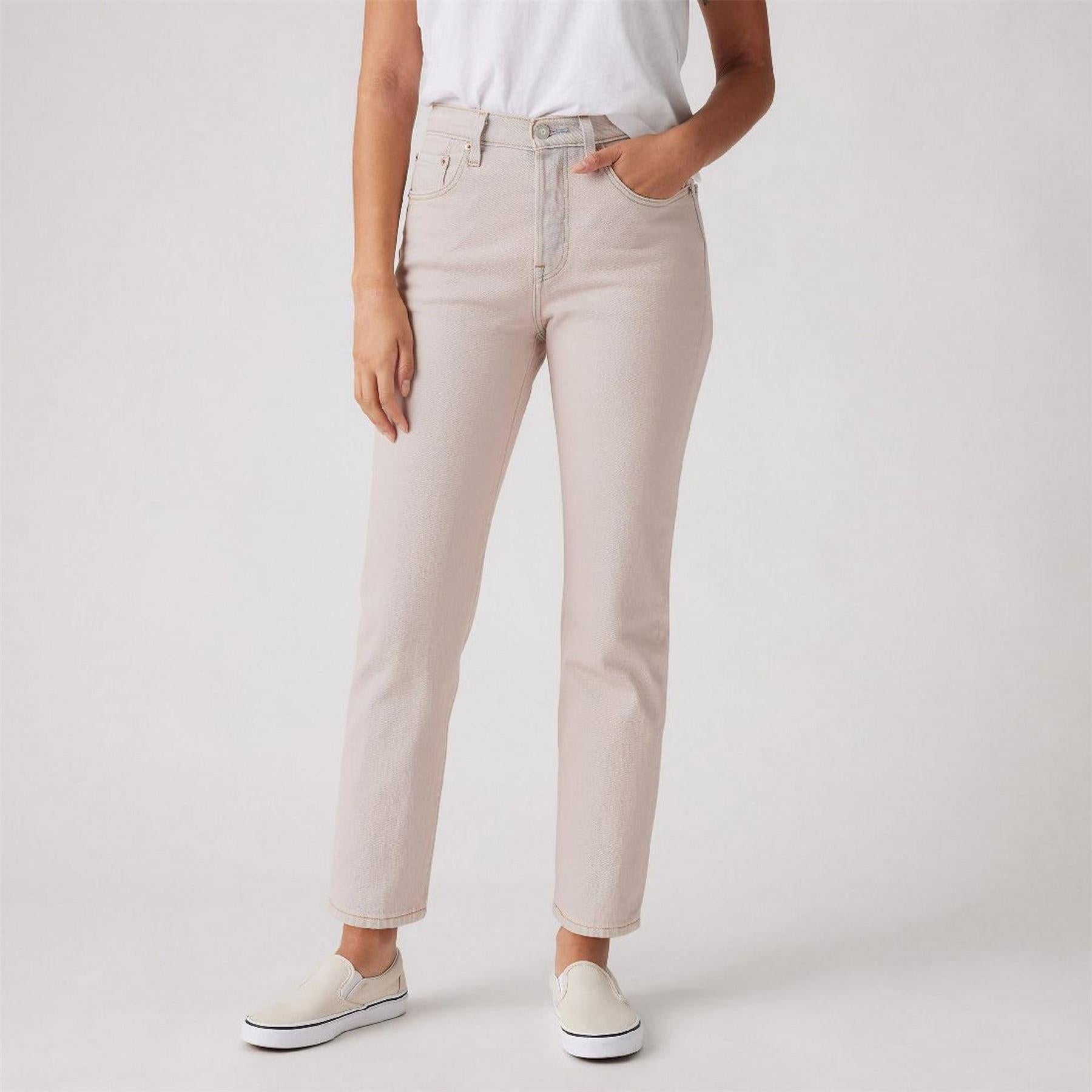 Candyfloss - Back - Levis Womens-Ladies 501 Straight Leg Ankle Grazer Jeans