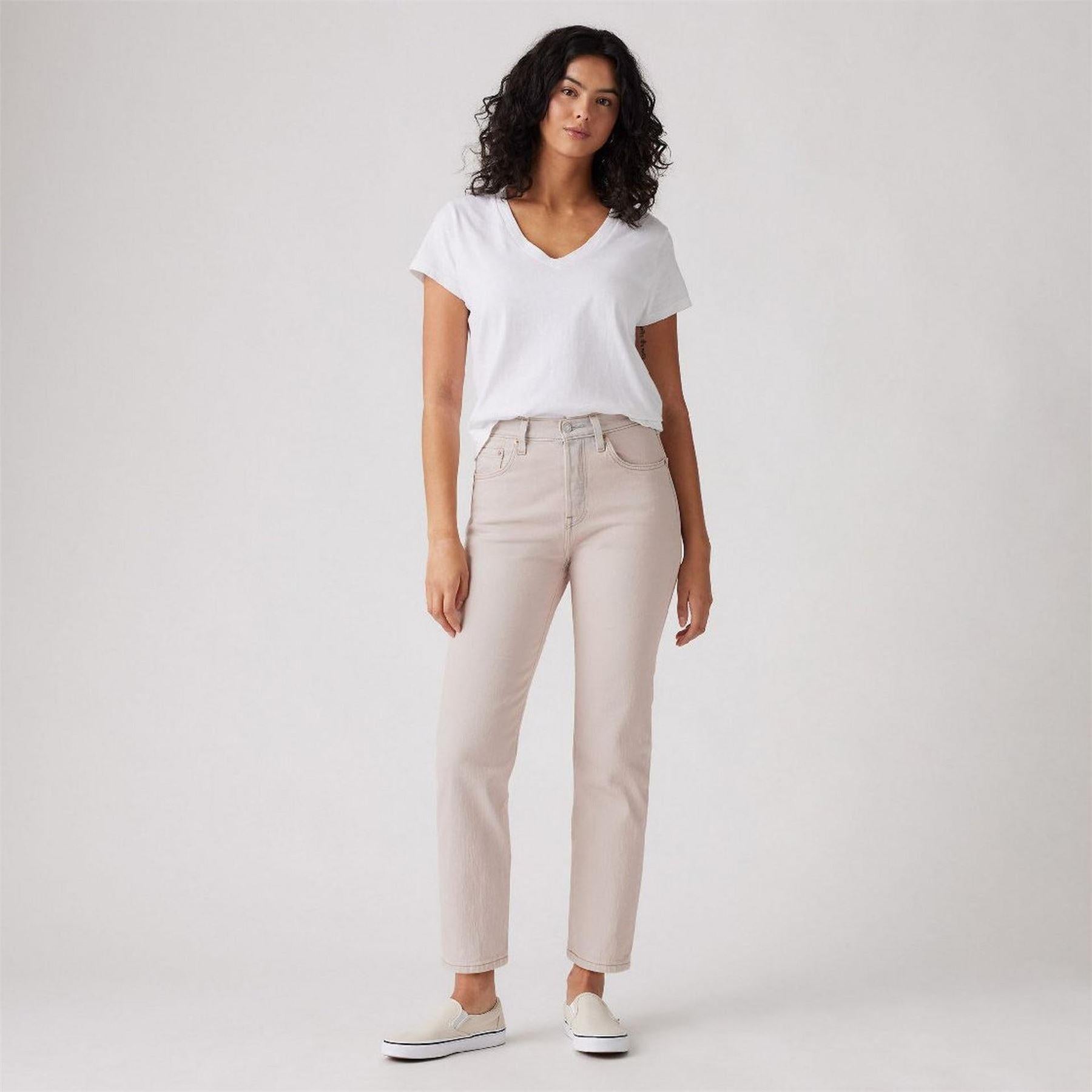 Candyfloss - Side - Levis Womens-Ladies 501 Straight Leg Ankle Grazer Jeans