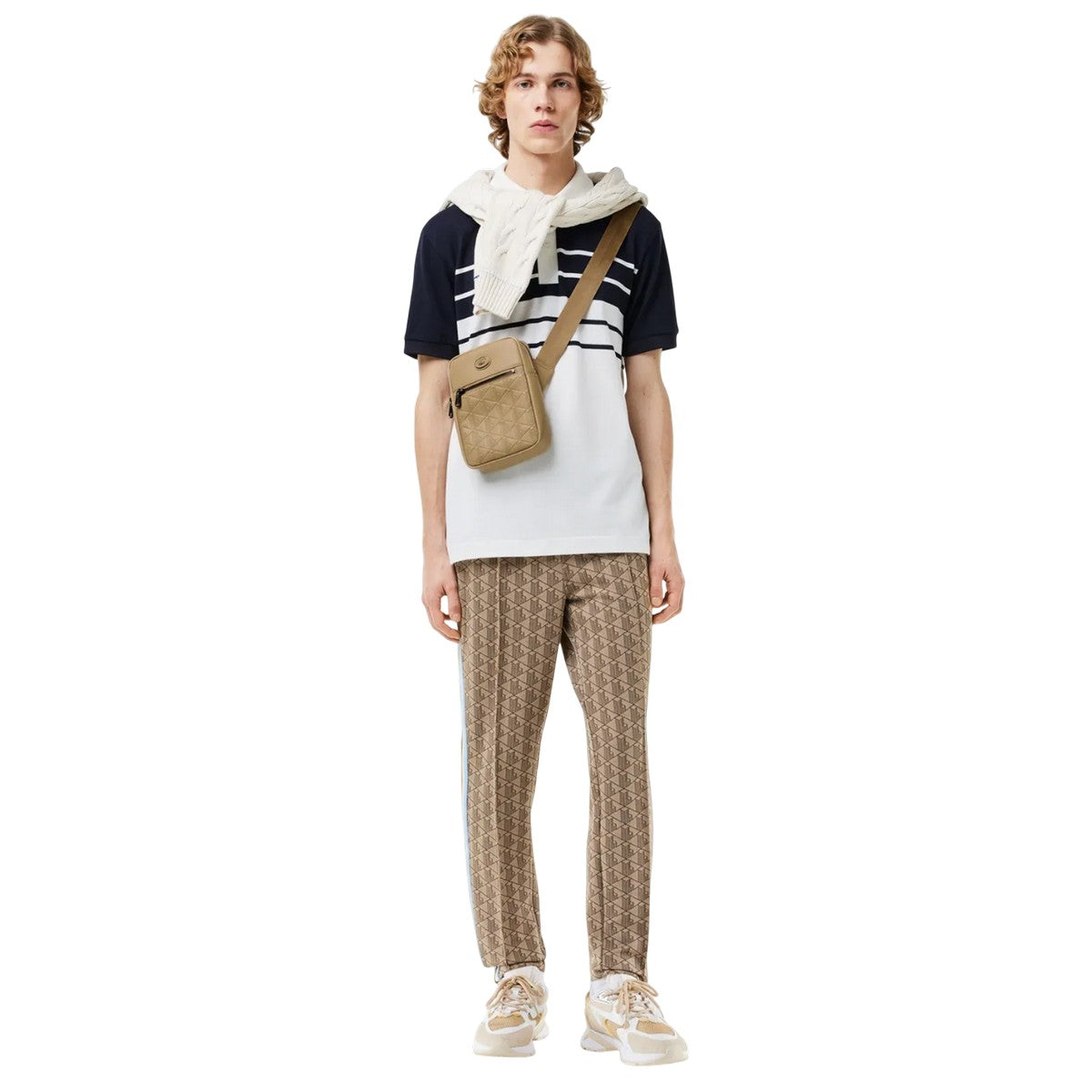 Beige - Close up - Lacoste Monogram Leather Satchel