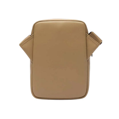 Beige - Back - Lacoste Monogram Leather Satchel