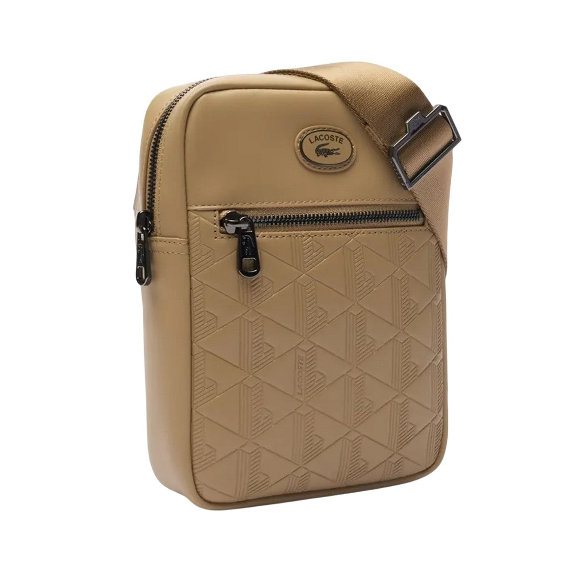 Beige - Side - Lacoste Monogram Leather Satchel