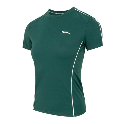 Forest Green - Side - Slazenger Womens-Ladies Contrast Detail Tennis T-Shirt