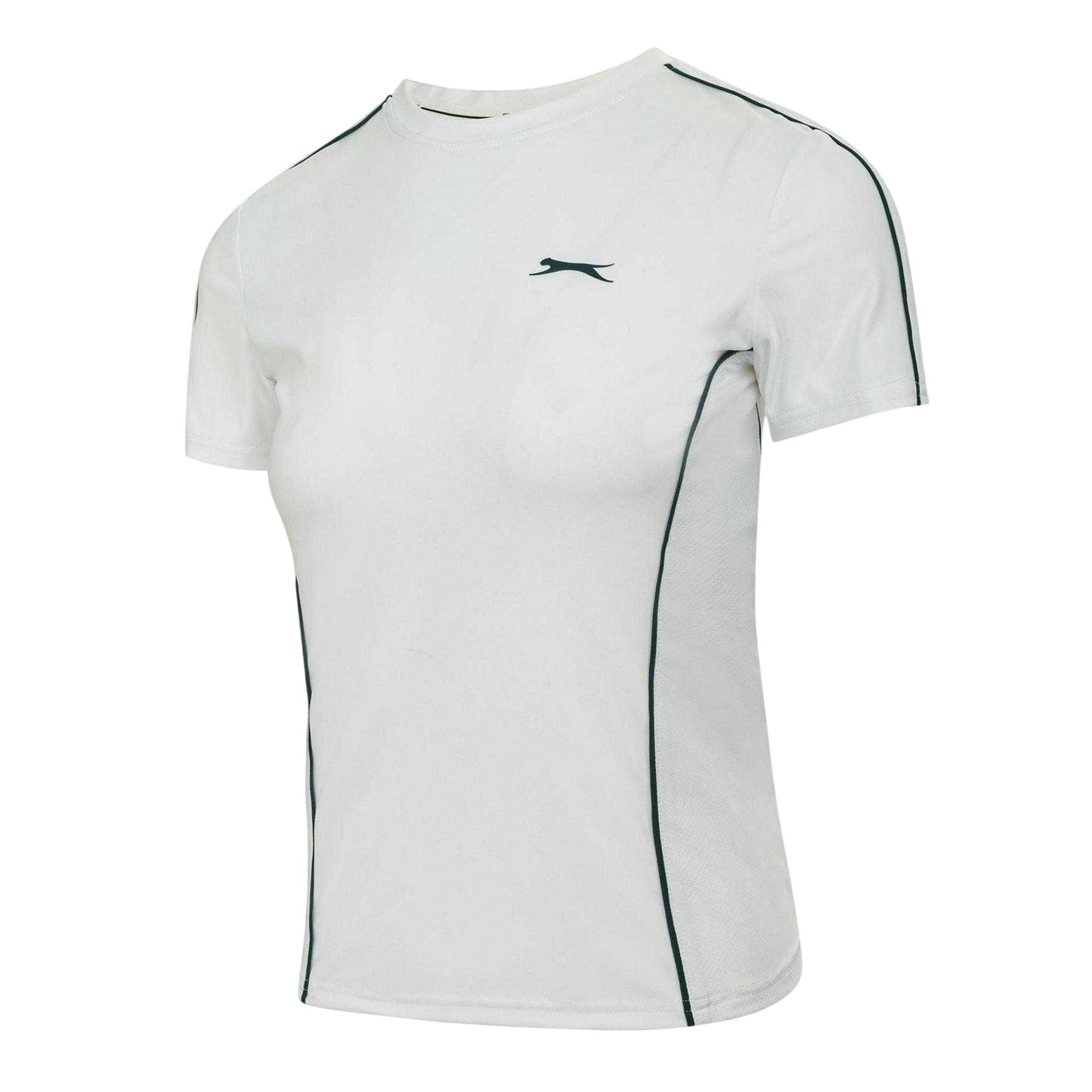 White - Side - Slazenger Womens-Ladies Contrast Detail Tennis T-Shirt