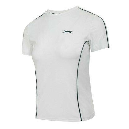 White - Side - Slazenger Womens-Ladies Contrast Detail Tennis T-Shirt